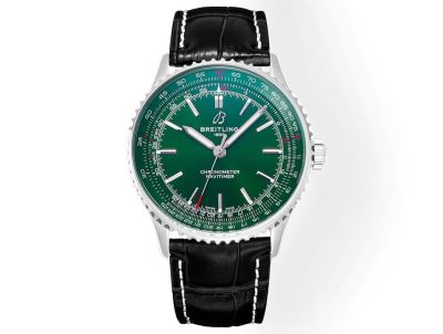 BREITLING Watch Bands Navitimer Automatic 41MM Green Dial Leather Strap Super Clone Watch